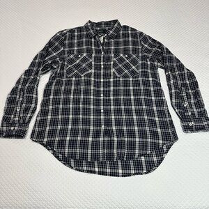 Lauren Ralph Lauren Navy & White Plaid Button-Down Shirt Sz XL